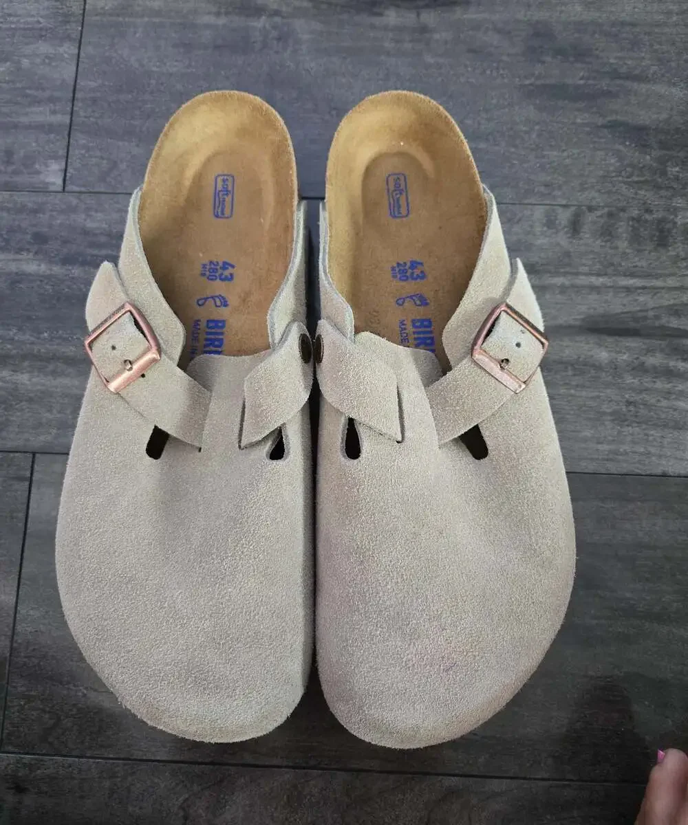 ** New BIRKENSTOCK Boston Soft Footbed Suede Leather Clogs Taupe 43